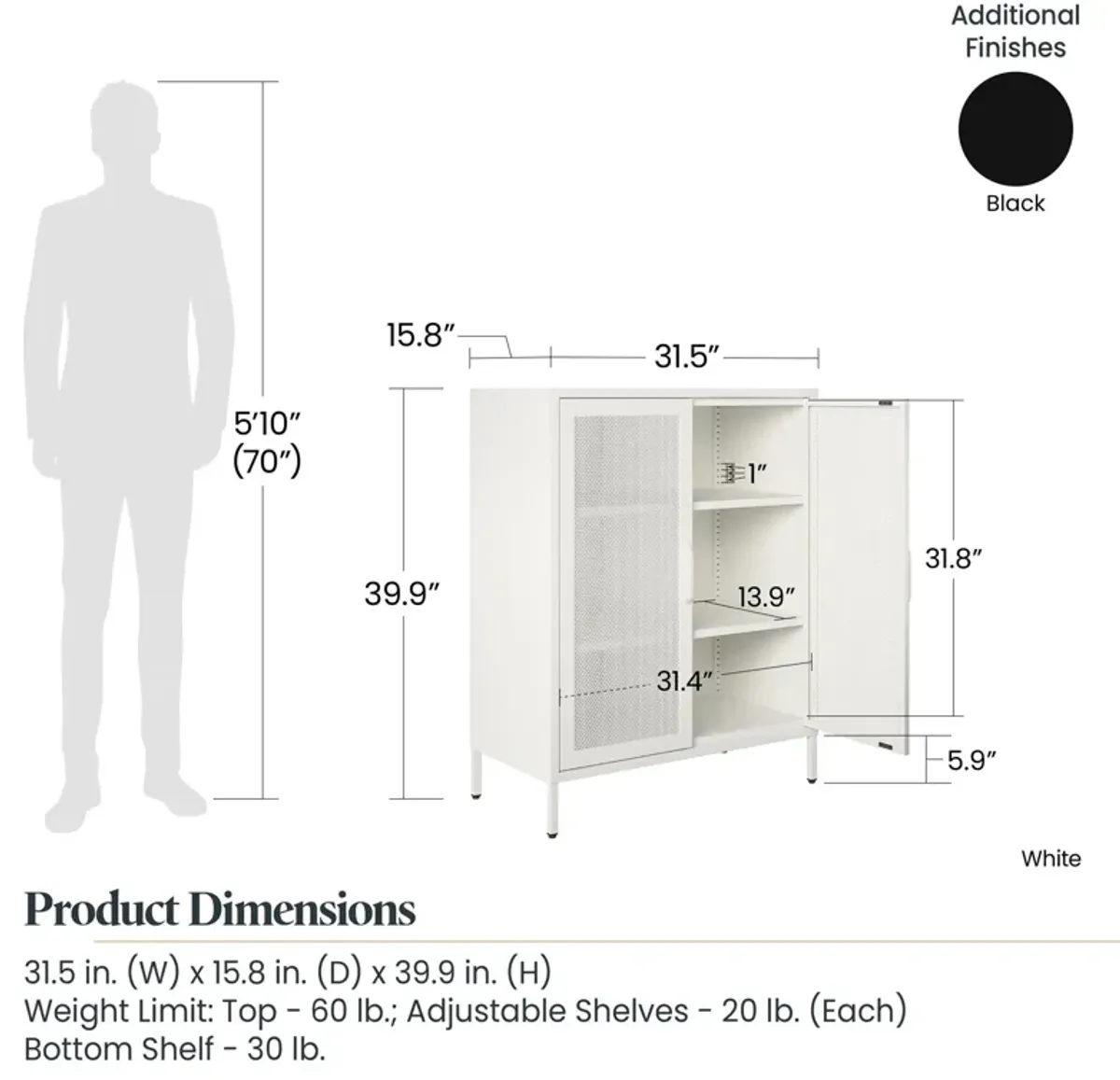 Shadwick 2 Door Storage Cabinet-Mesh Metal Locker