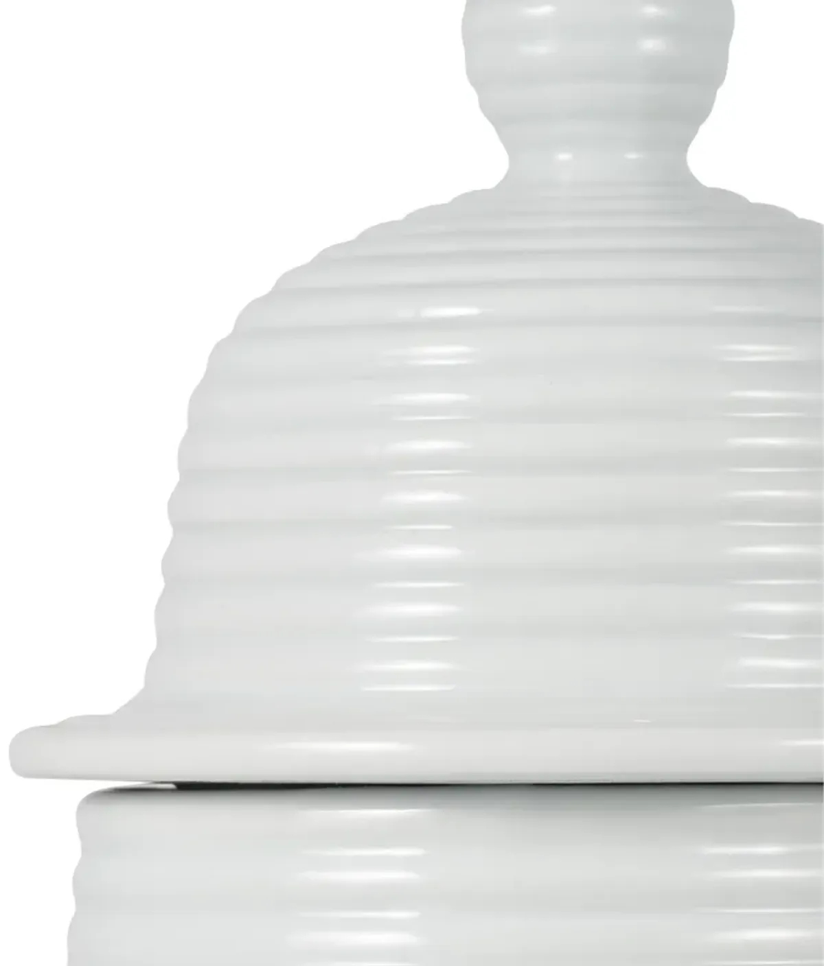 24" Wht Cer Ribbed Temple Jar