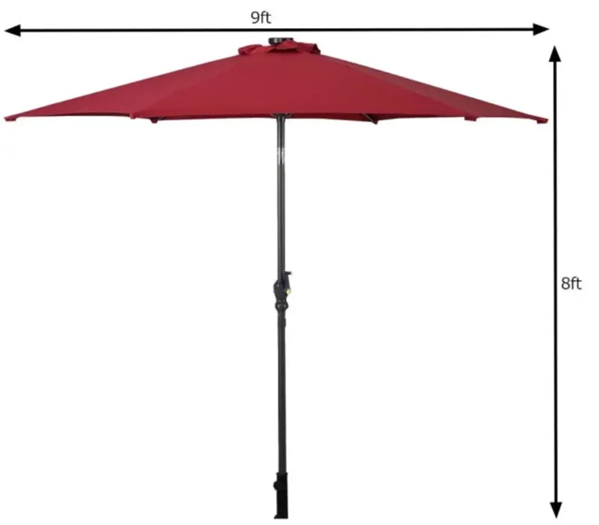 Hivvago 9 Feet Patio LED Solar Umbrella with Crank