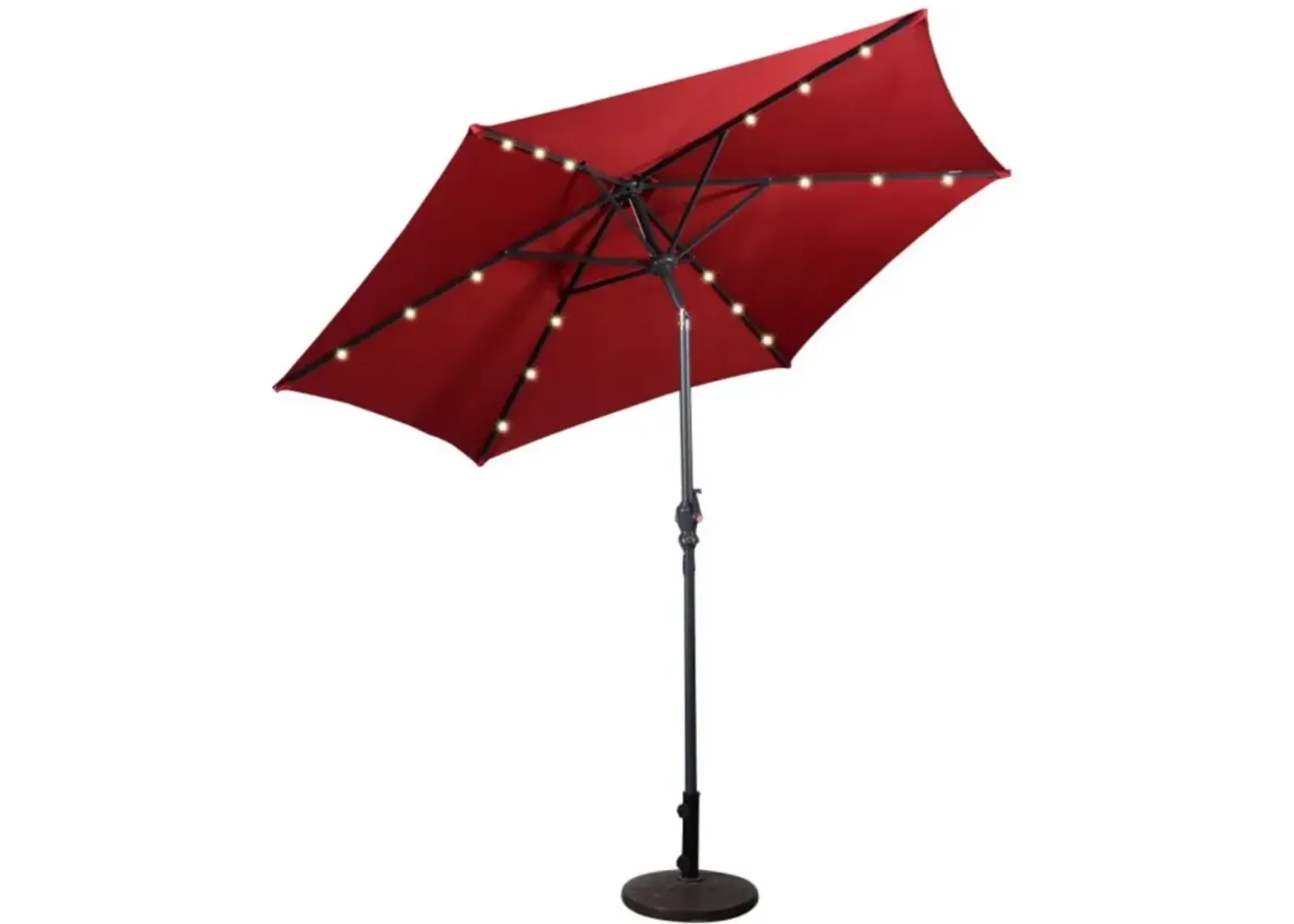 Hivvago 9 Feet Patio LED Solar Umbrella with Crank