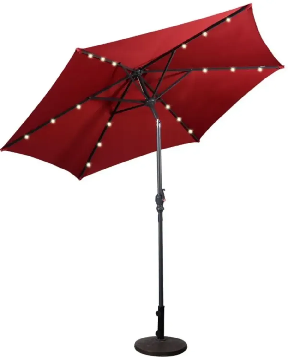 Hivvago 9 Feet Patio LED Solar Umbrella with Crank