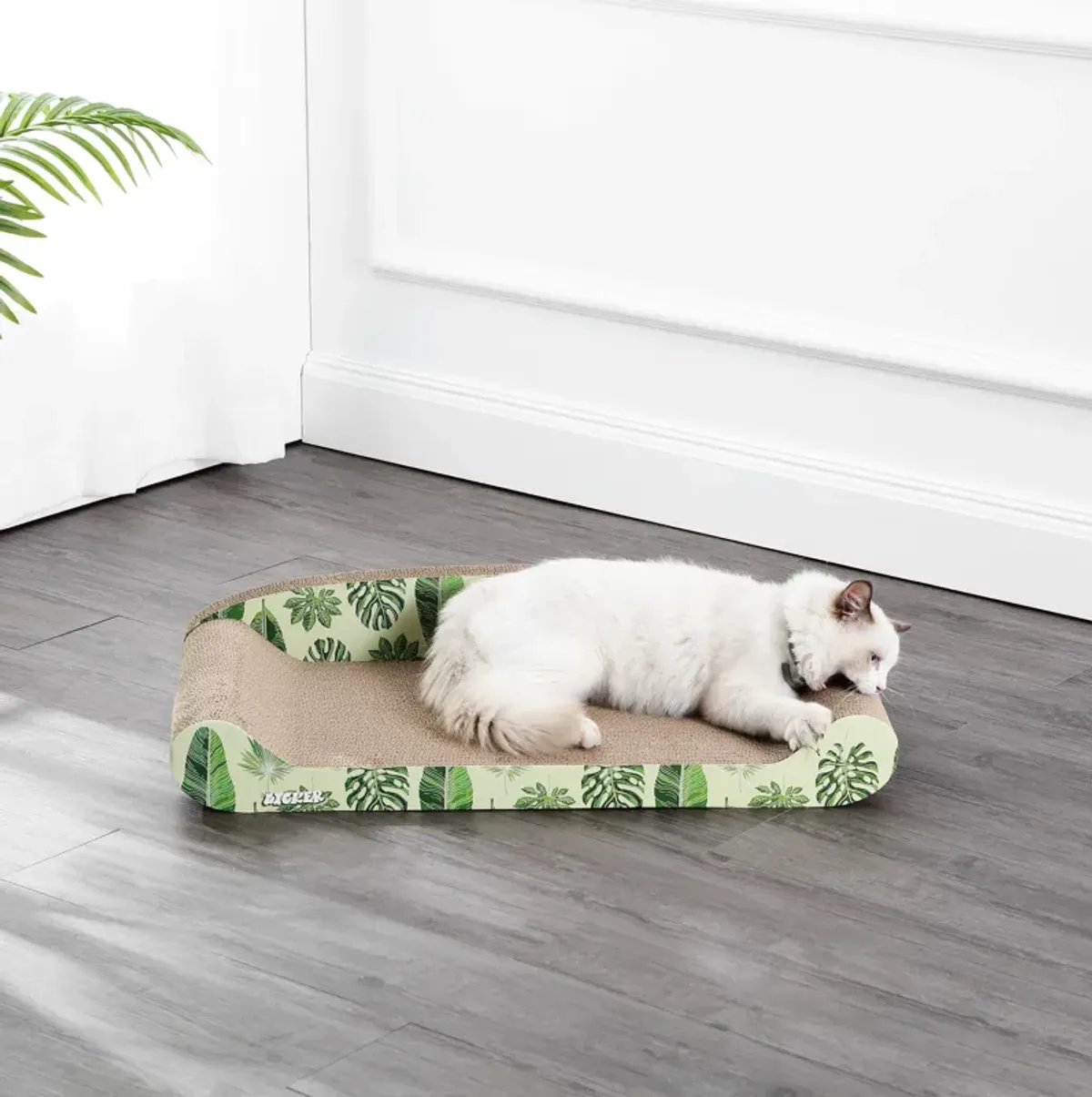 Montego Coastal Patterned Cardboard Lounge Bed Cat Scratcher with Catnip