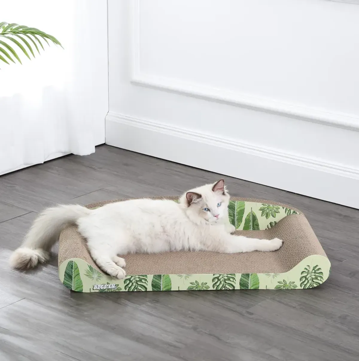 Montego Coastal Patterned Cardboard Lounge Bed Cat Scratcher with Catnip