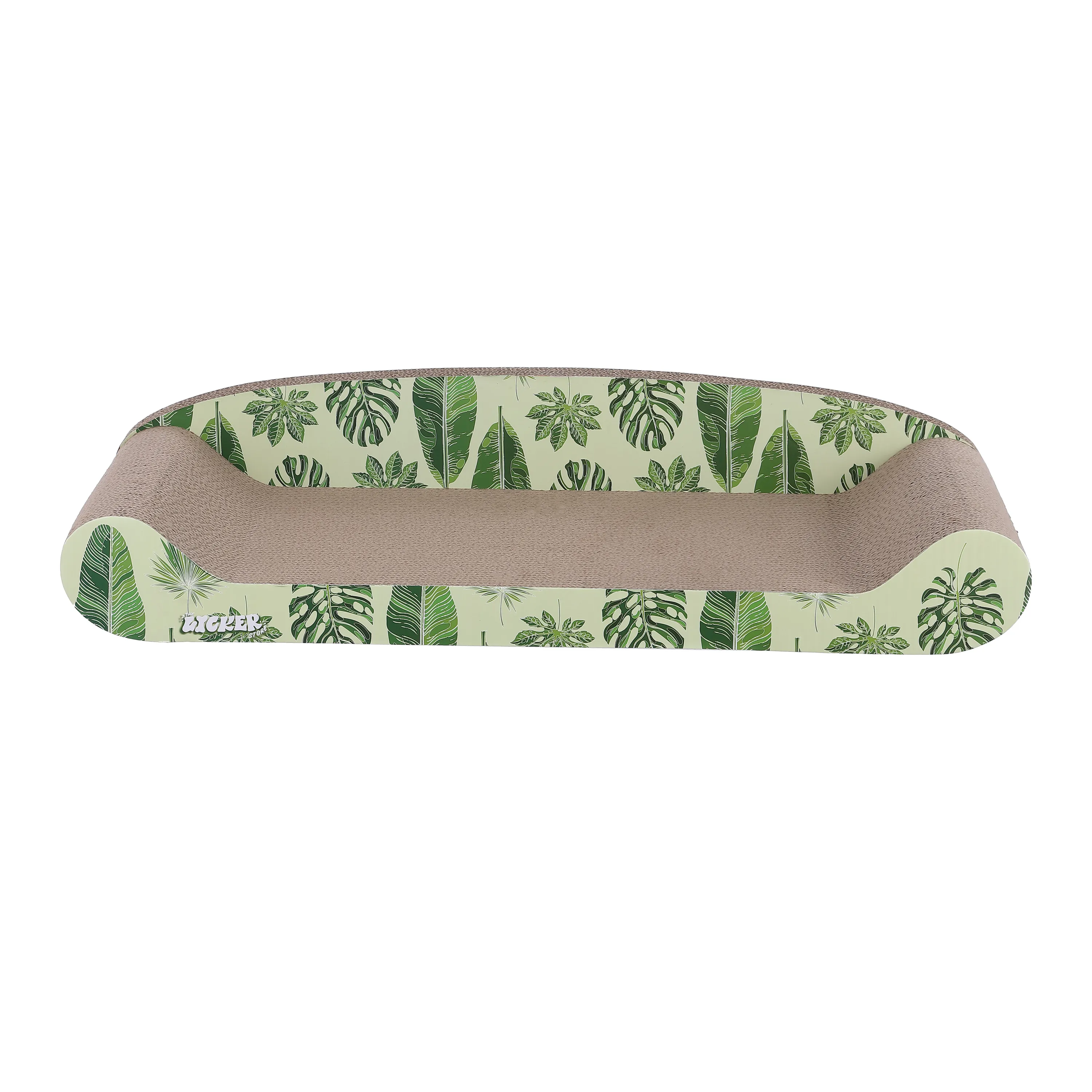 Montego 27.5" Coastal Patterned Cardboard Lounge Bed Cat Scratcher with Catnip, Mint/Green