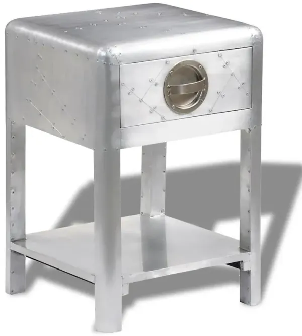 Console Table Silver Wood frame with aluminum paneling Compact