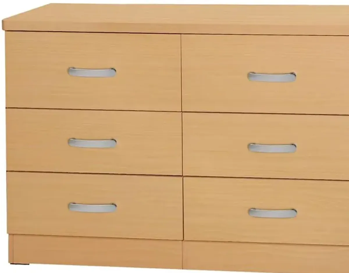 Better Home Products DD & PAM 6 Drawer Engineered Wood Bedroom Dresser in Beech