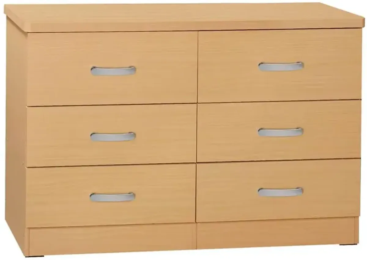 Better Home Products DD & PAM 6 Drawer Engineered Wood Bedroom Dresser in Beech