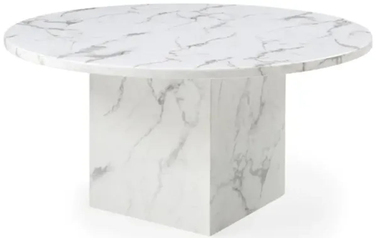 Round marble table with square marble base