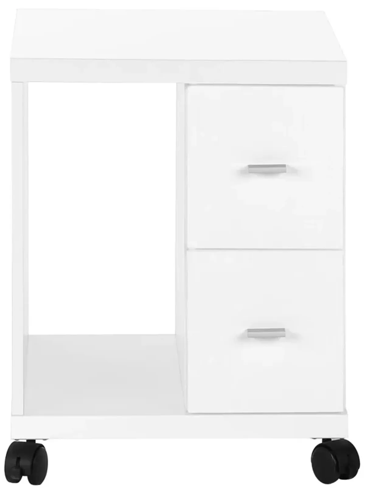 Monarch Specialties I 7055 Office, File Cabinet, Printer Cart, Rolling File Cabinet, Mobile, Storage, Work, Laminate, White, Contemporary, Modern