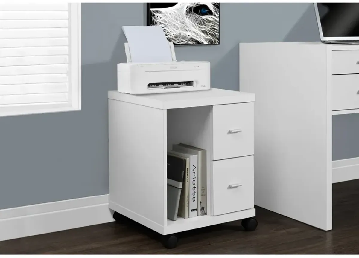 Monarch Specialties I 7055 Office, File Cabinet, Printer Cart, Rolling File Cabinet, Mobile, Storage, Work, Laminate, White, Contemporary, Modern