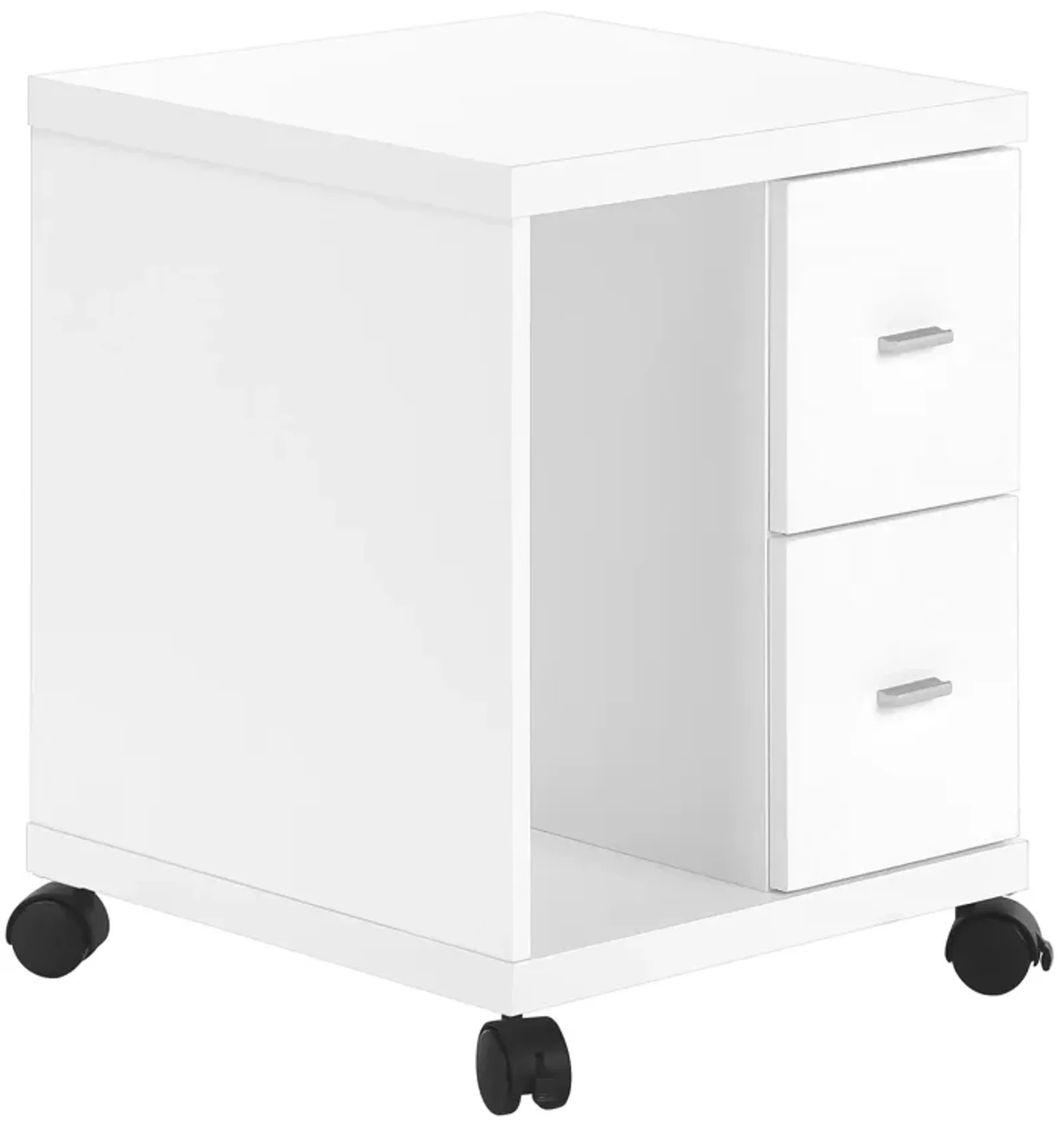 Monarch Specialties I 7055 Office, File Cabinet, Printer Cart, Rolling File Cabinet, Mobile, Storage, Work, Laminate, White, Contemporary, Modern