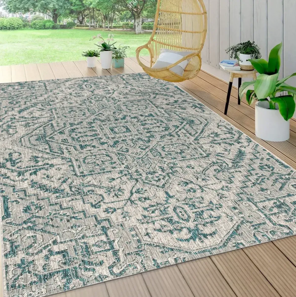 Estrella Bohemian Medallion Textured Weave Indoor/Outdoor Area Rug