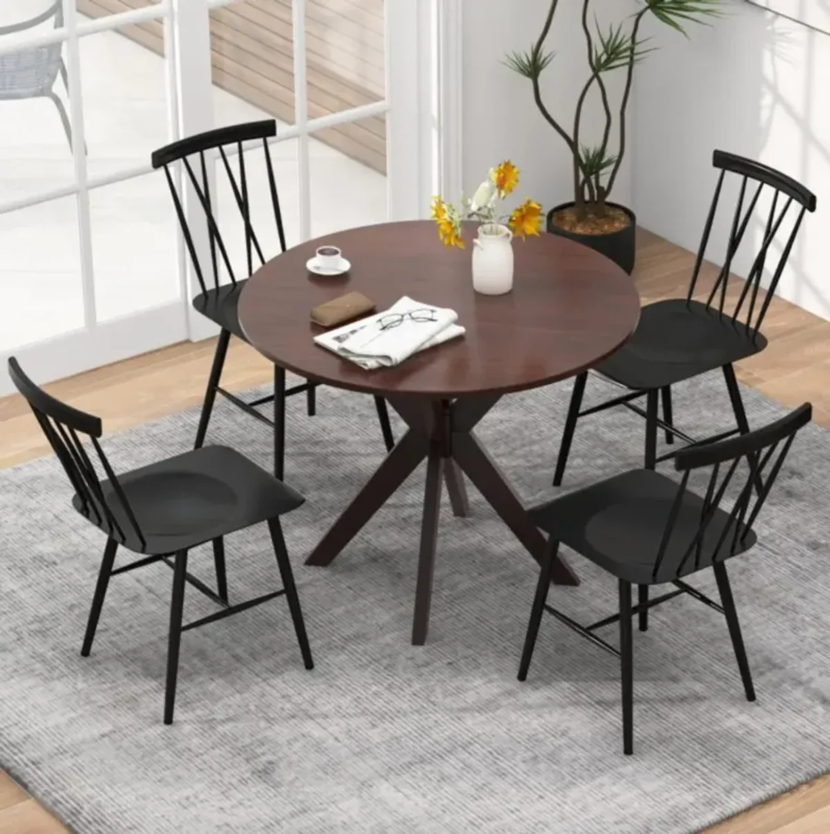 Hivvago Set of 2 Modern Dining Chairs with Backrest