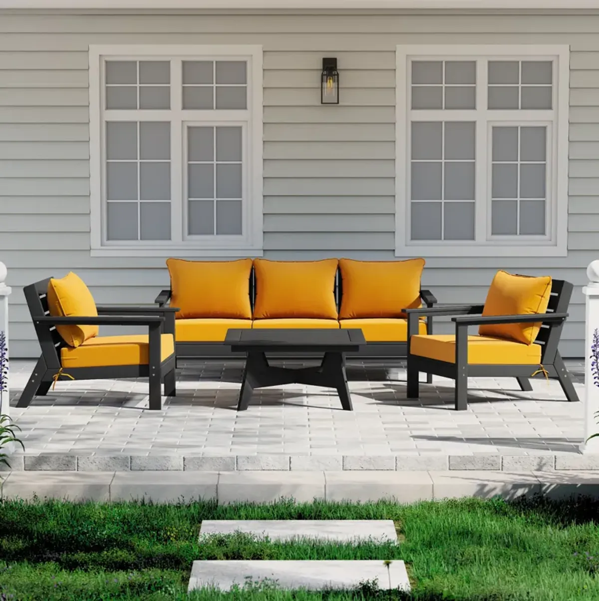 WestinTrends Outdoor 6-Piece Modular Sectional Patio Furniture Sofa Set