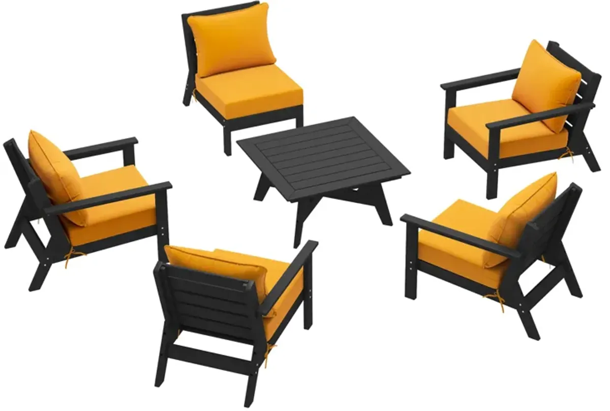 WestinTrends Outdoor 6-Piece Modular Sectional Patio Furniture Sofa Set