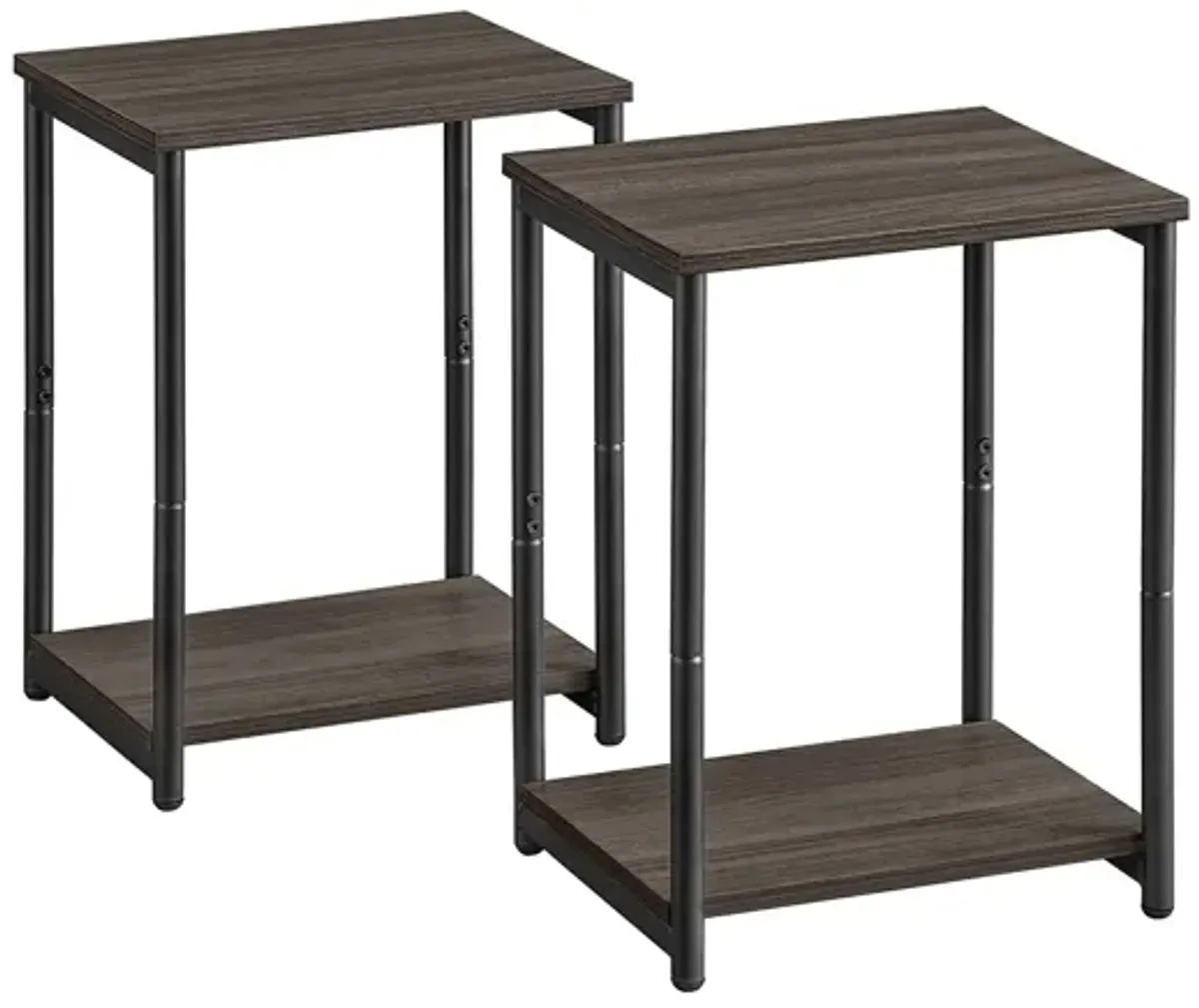Steel Frame End Tables with Storage Shelf for Living Room and Bedroom- Set of 2