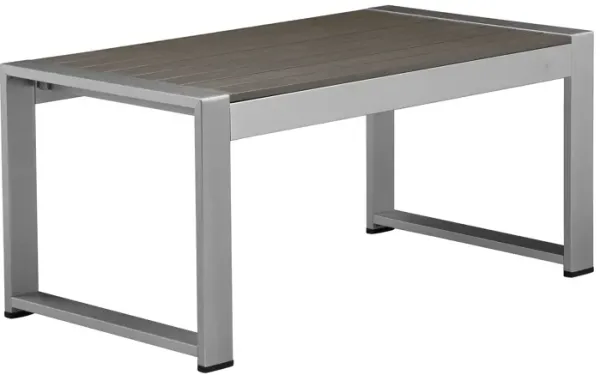 Kili 35 Inch Coffee Table, Polyresin Surface, White Gray Aluminum Frame