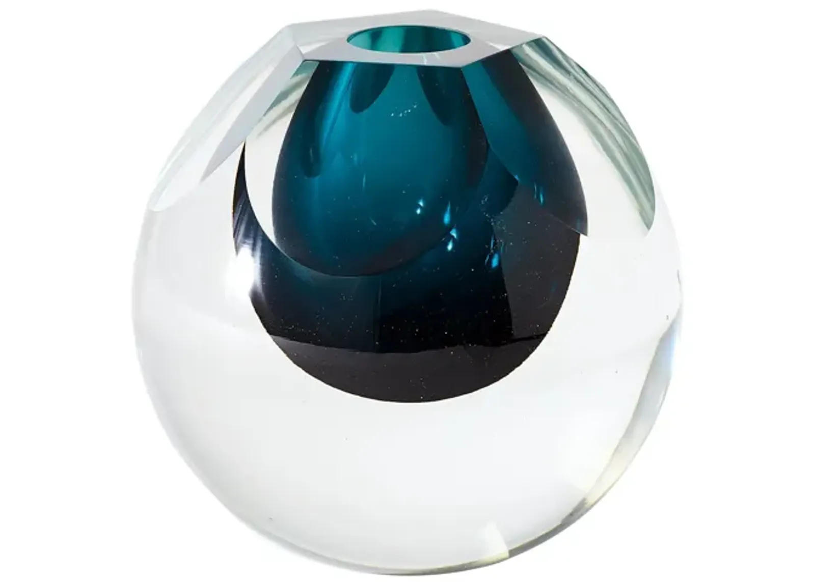 Pentagon Cut Glass Vase Blue