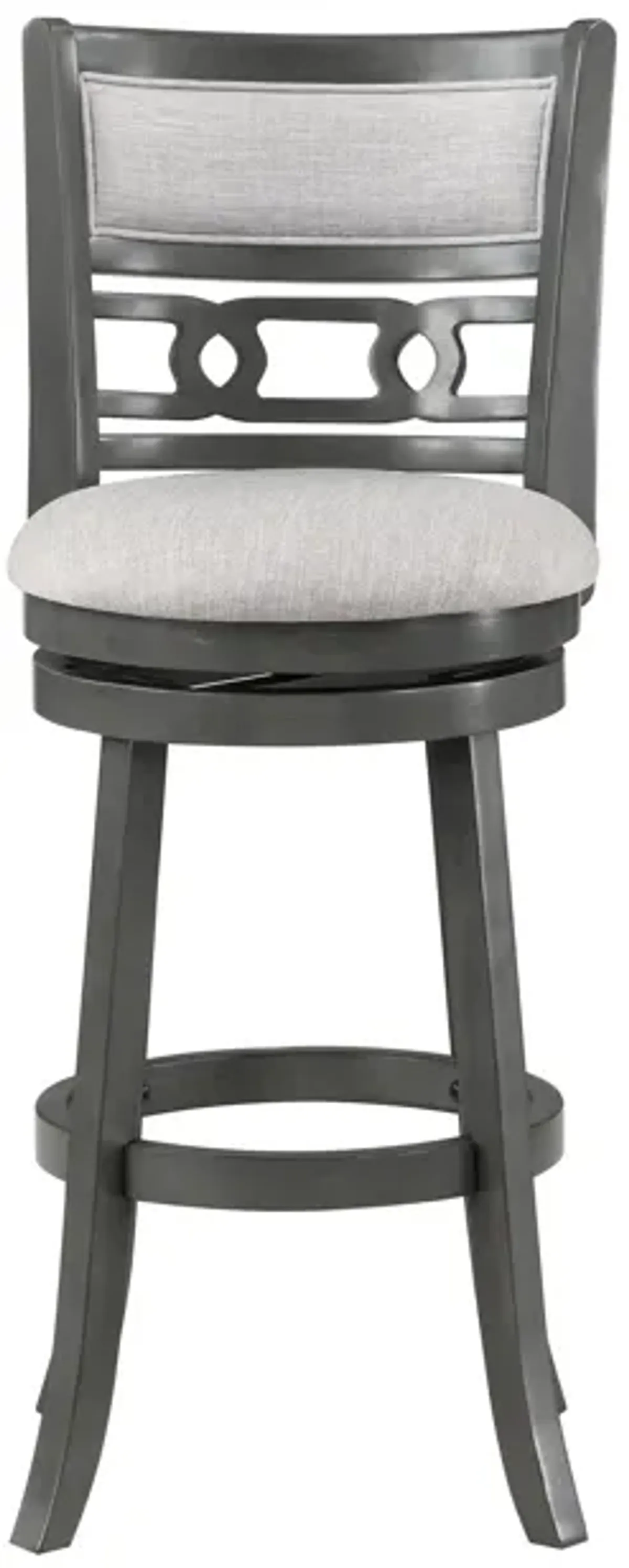 Matt 24 Inch Swivel Counter Strool, Cushioned Seat and Backrest, Mist Gray - Benzara