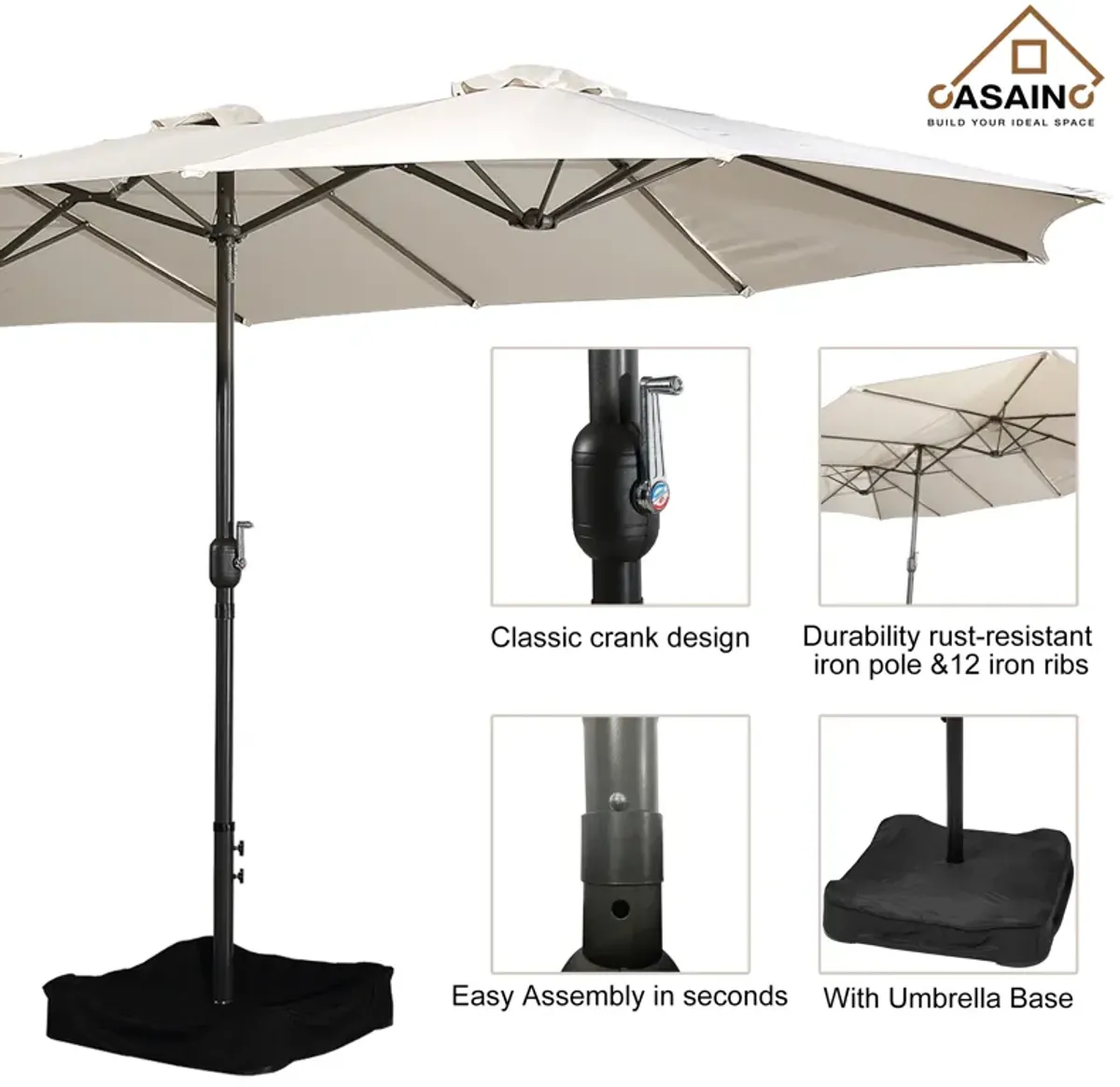 15ft Patio Maket Umbrella with base