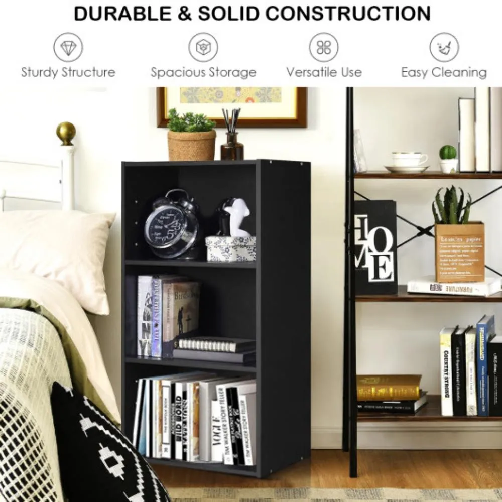 3 Open Shelf Bookcase Modern Storage Display Cabinet