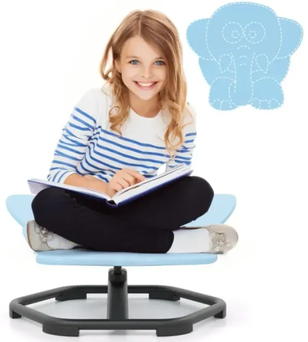 Hivvago Kids Sensory Swivel Chair Elephant 360° Spinning Chair with Non-Slip Metal Base