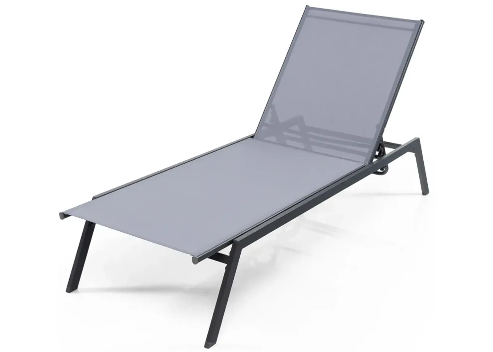 Outdoor Adjustable Chaise Lounge Chair with Lay Flat Position and Quick-Drying Fabric