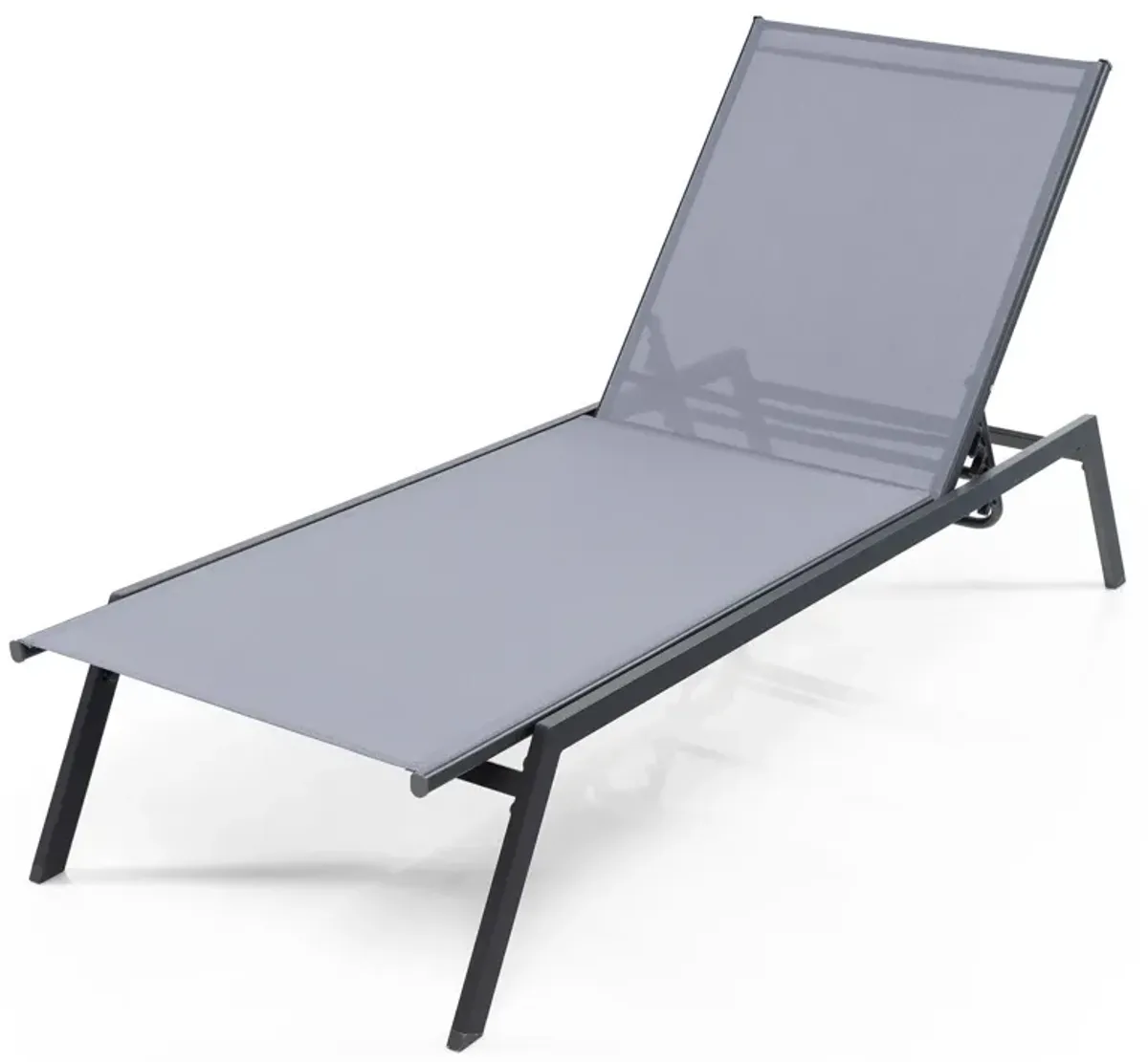 Outdoor Adjustable Chaise Lounge Chair with Lay Flat Position and Quick-Drying Fabric