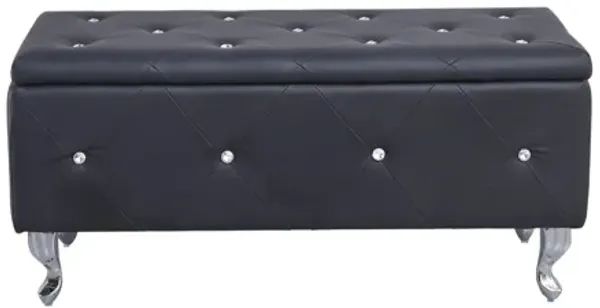Faux Leather Storage Bench with Flip Top Seat for Entryway or Bedroom