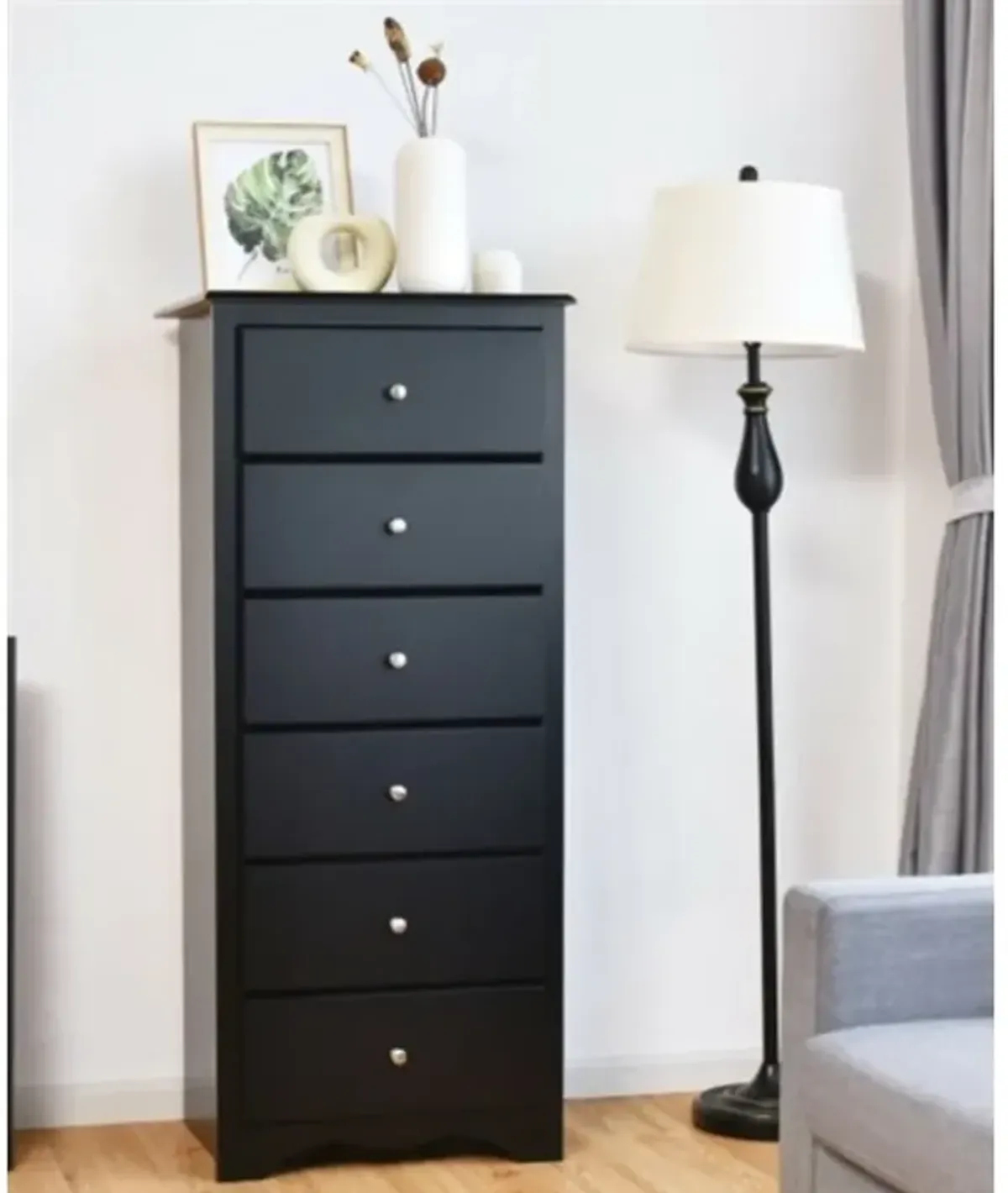 Modern 6-Drawer Tall Wood Dresser Chest for Bedroom Storage and Organization