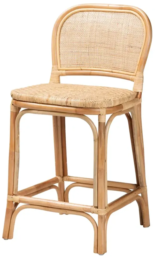 Baxton Studio Adrena Modern Bohemian Natural Rattan Counter Stool