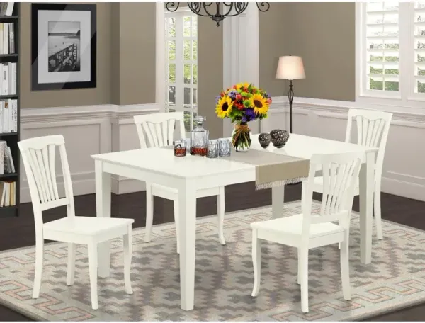 East West Furniture Dining Room Set Linen White, CAAV5-LWH-W