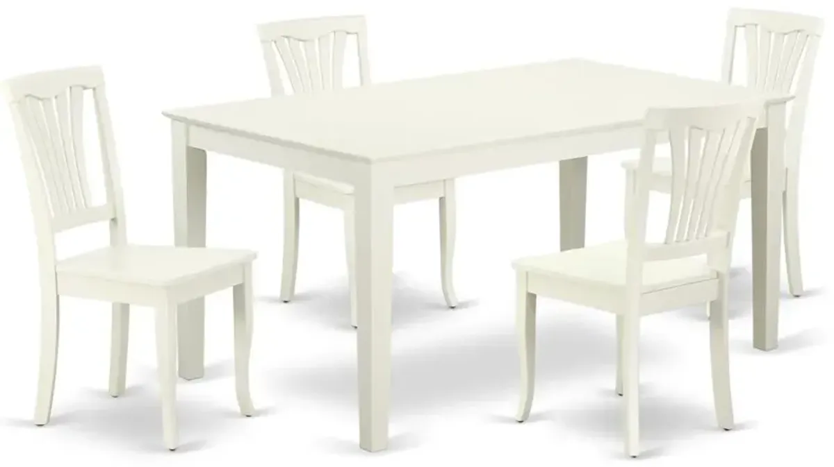 East West Furniture Dining Room Set Linen White, CAAV5-LWH-W