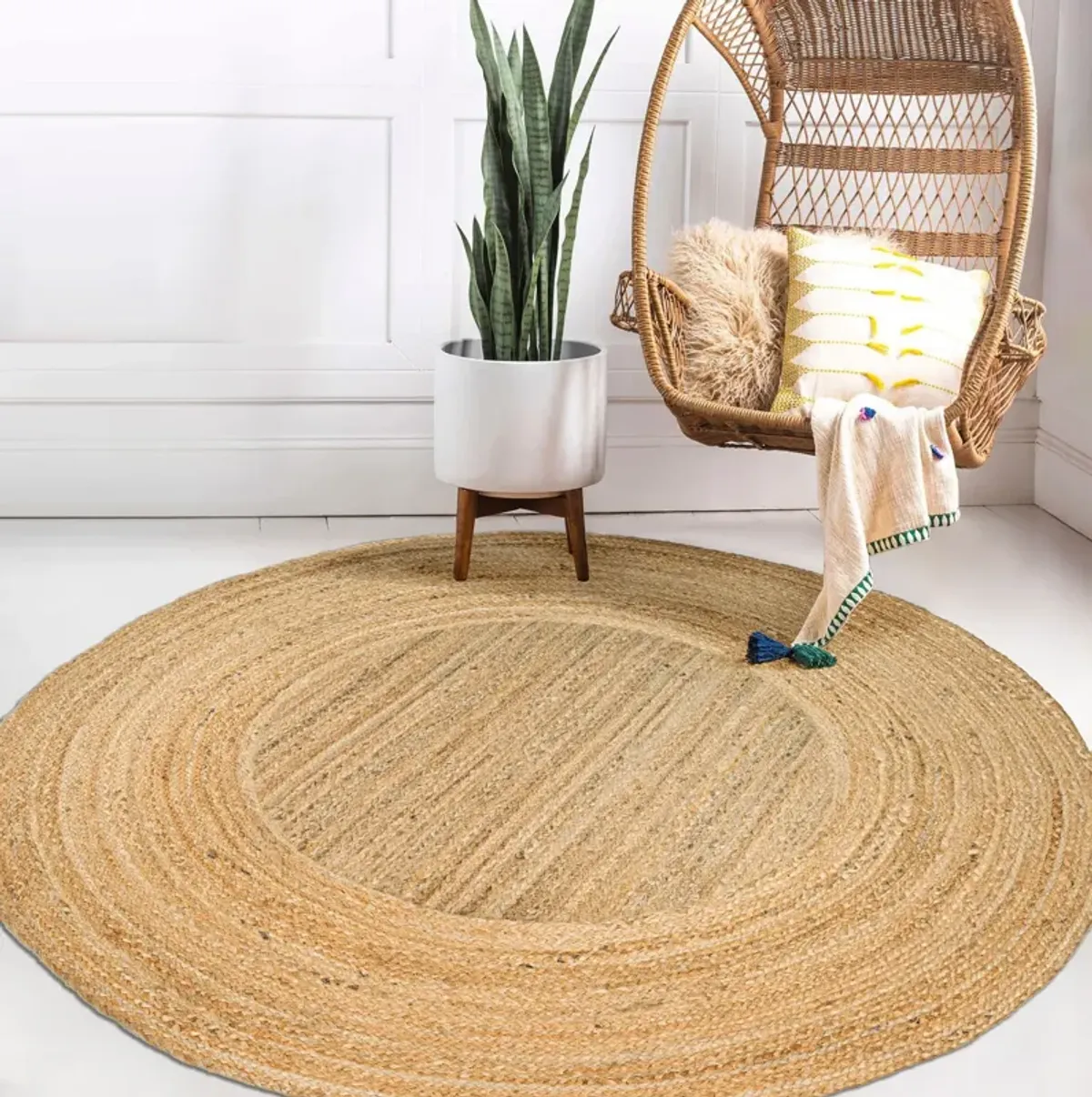 Harmony Boho Jute Circle Natural Round Area Rug