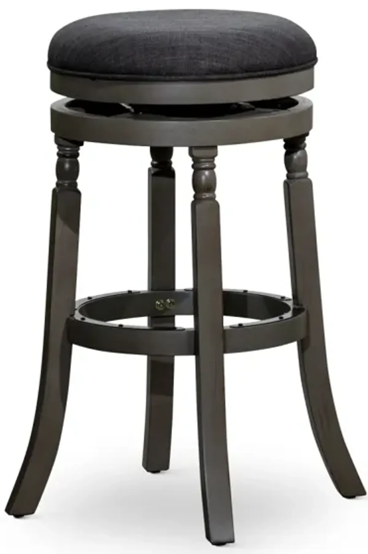 30" Barstool, Weathered Gray Finish, Charcoal Fabric Seat