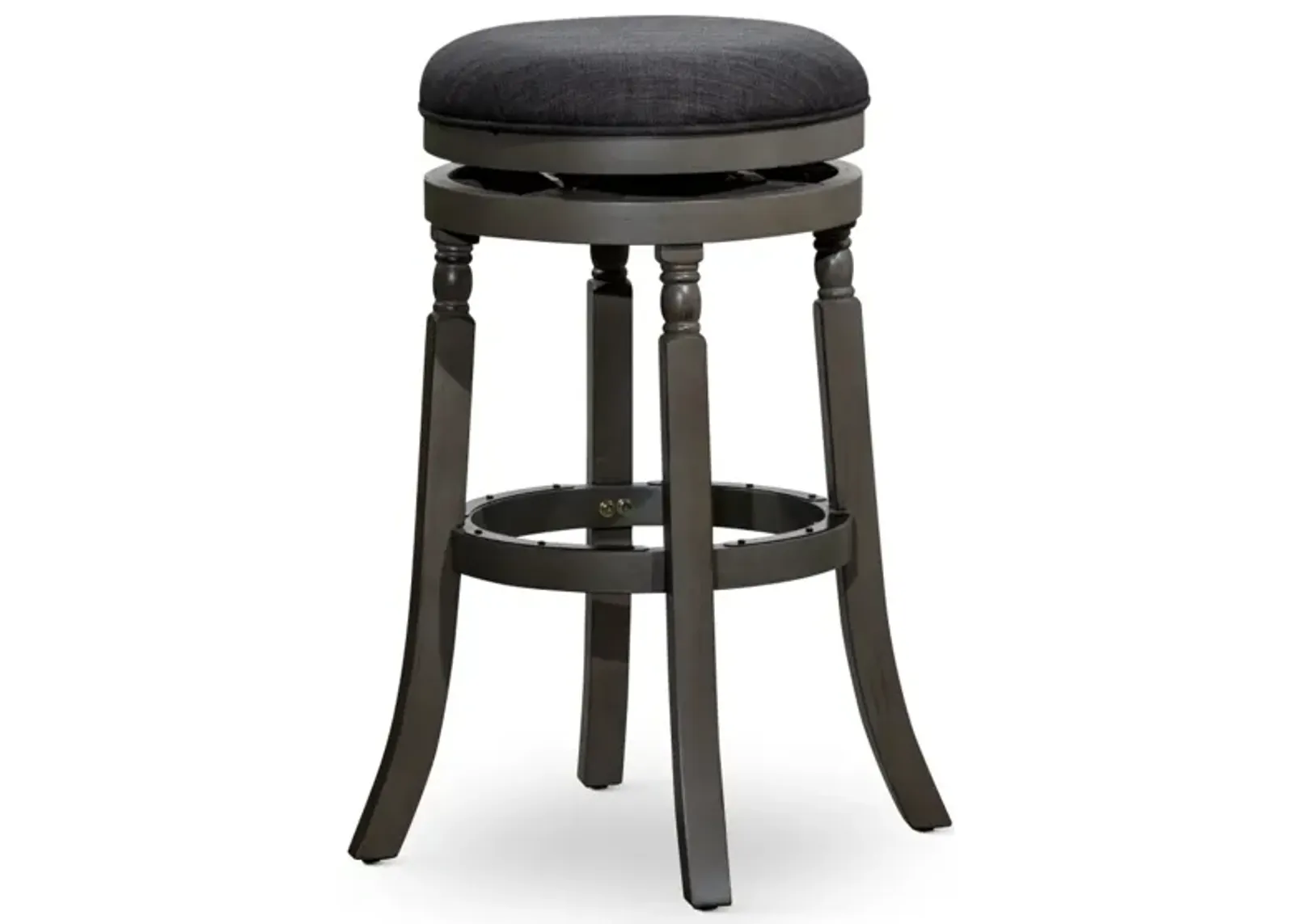 30" Barstool, Weathered Gray Finish, Charcoal Fabric Seat