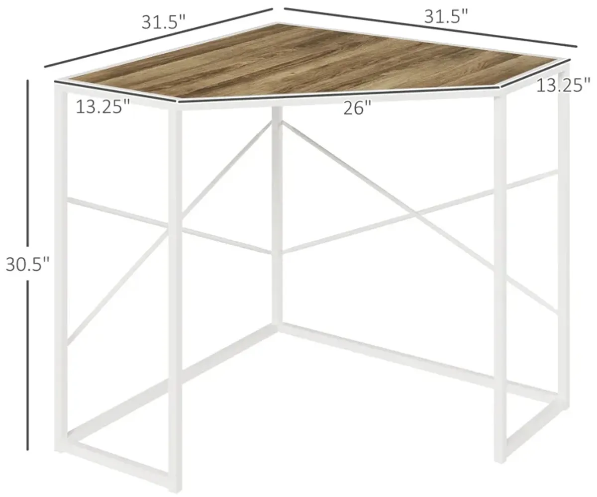 White Corner Workstation: Computer Desk with Steel Frame