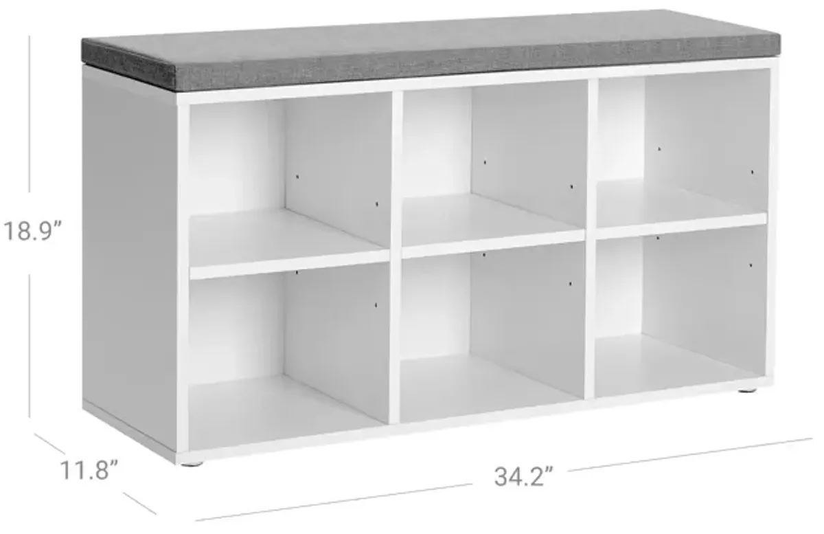 Shoe Bench with 6 Compartments and 3 Adjustable Shelves - Stylish Shoe Storage Organizer