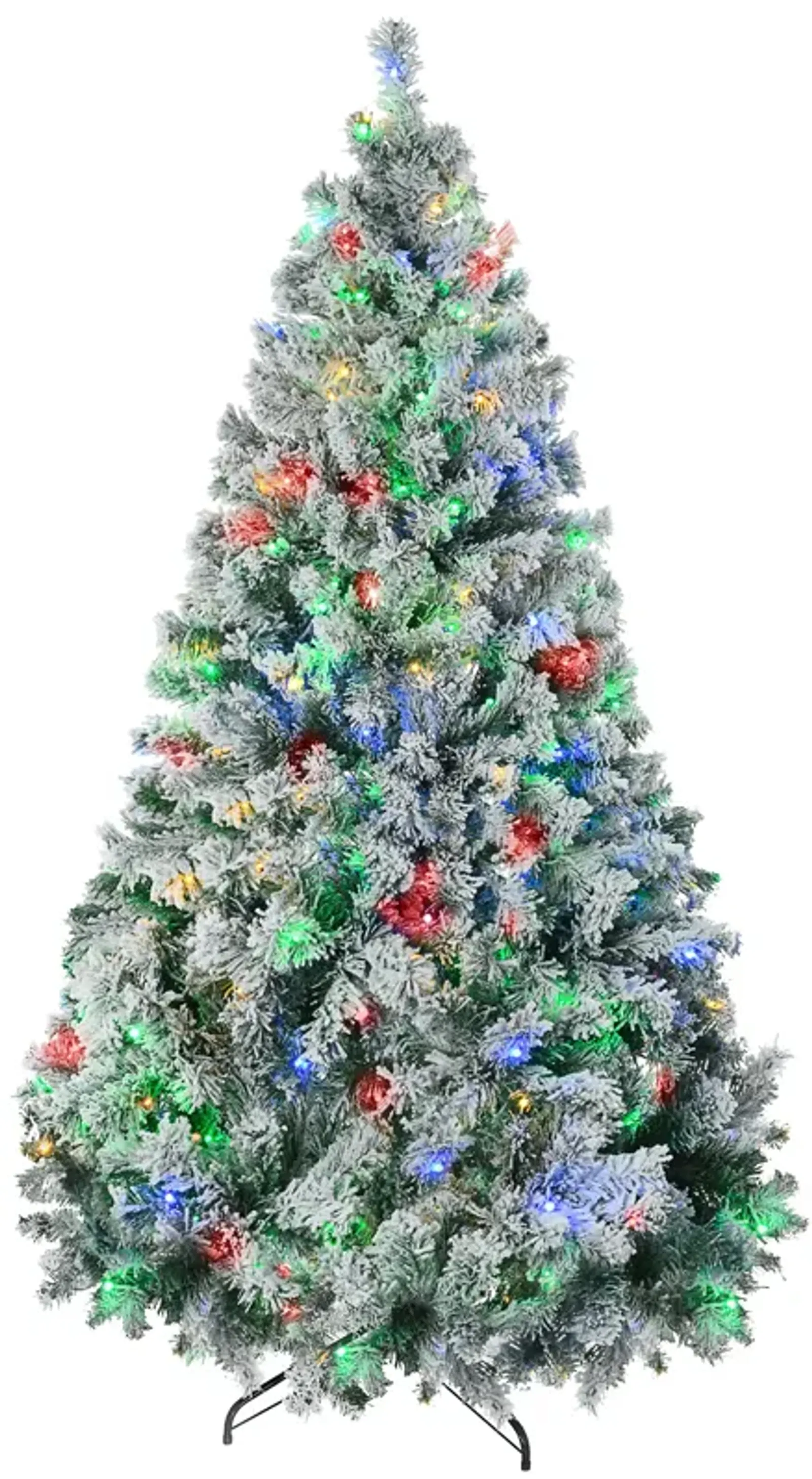 7.5ft Prelit Pencil Artificial Christmas Tree with Snow Flocked Branches Lights