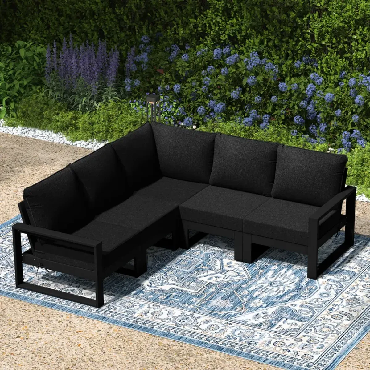 WestinTrends 5-Piece Outdoor Patio Corner Sectional Sofa Conversation Set
