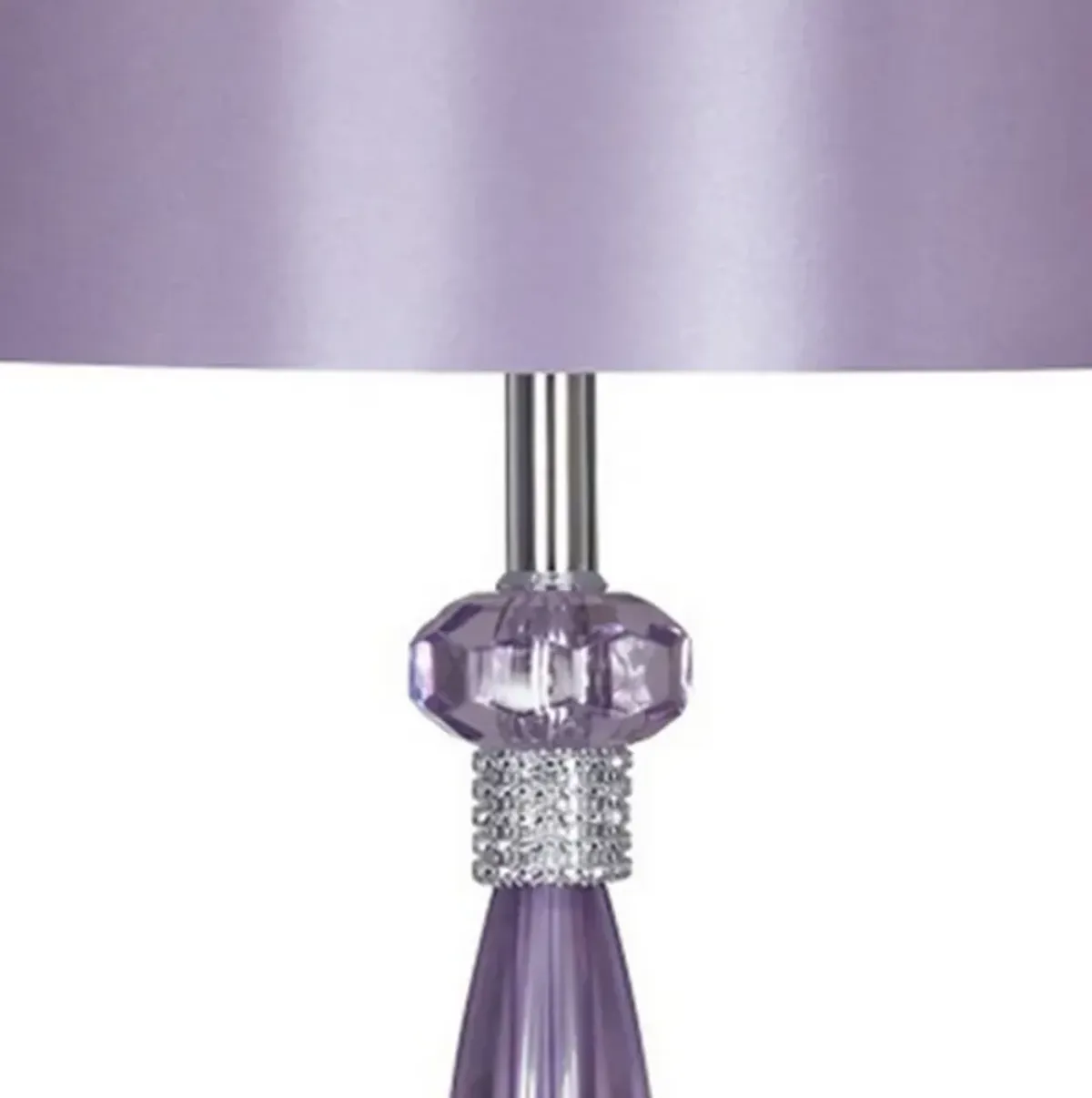 Acrylic and Metal Base Table Lamp with Fabric Shade, Purple-Benzara