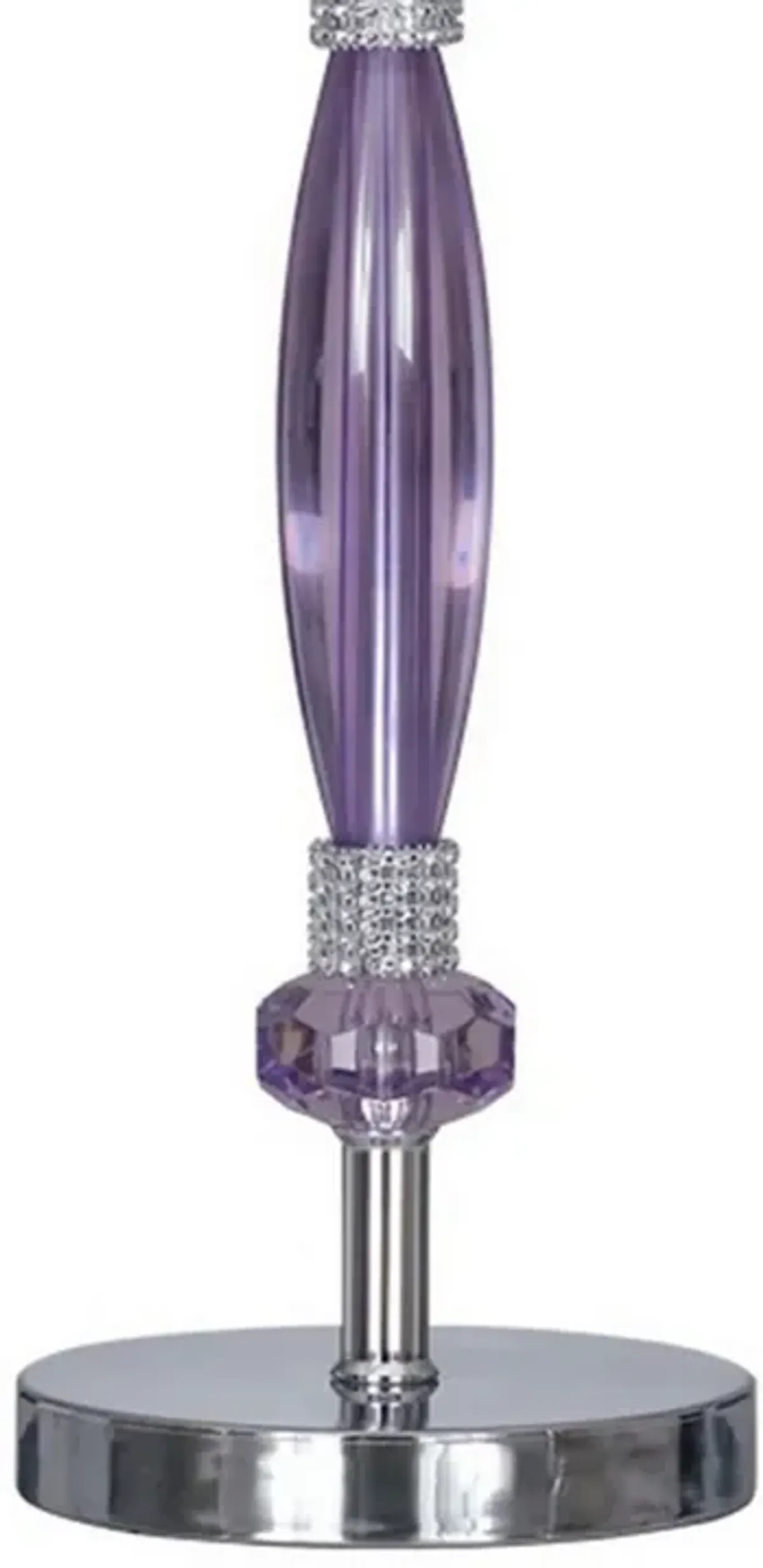 Acrylic and Metal Base Table Lamp with Fabric Shade, Purple-Benzara