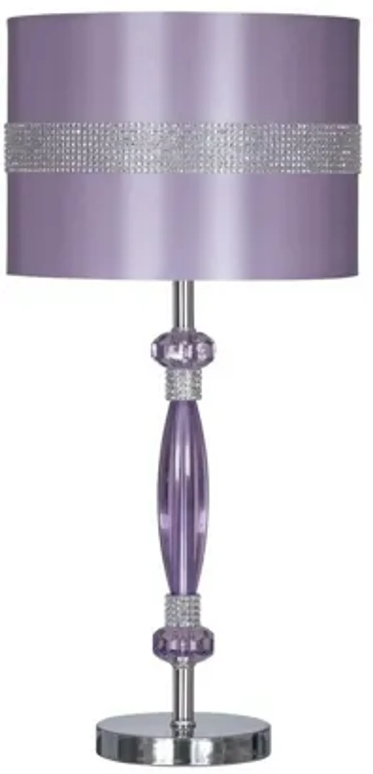 Acrylic and Metal Base Table Lamp with Fabric Shade, Purple-Benzara