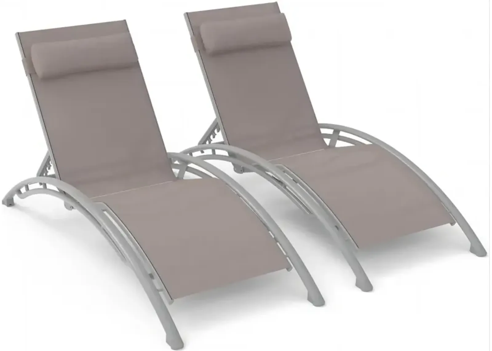 Khaki Outdoor Chaise Lounge Set - 2 Chairs