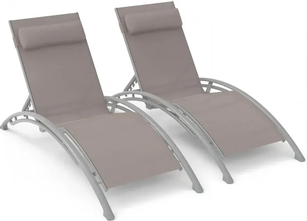 Khaki Outdoor Chaise Lounge Set - 2 Chairs