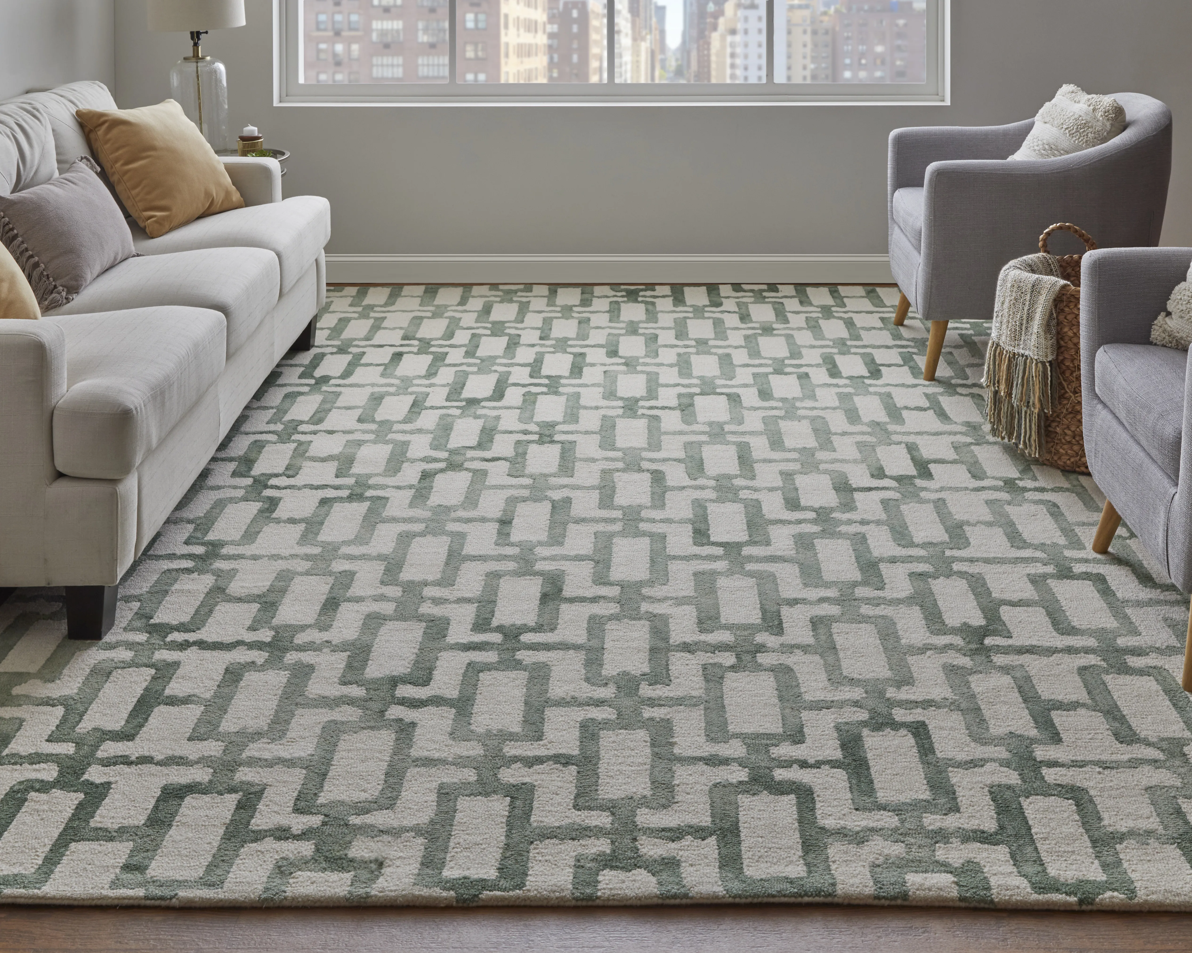 Lorrain 8919F Ivory/Green 3'6" x 5'6" Rug