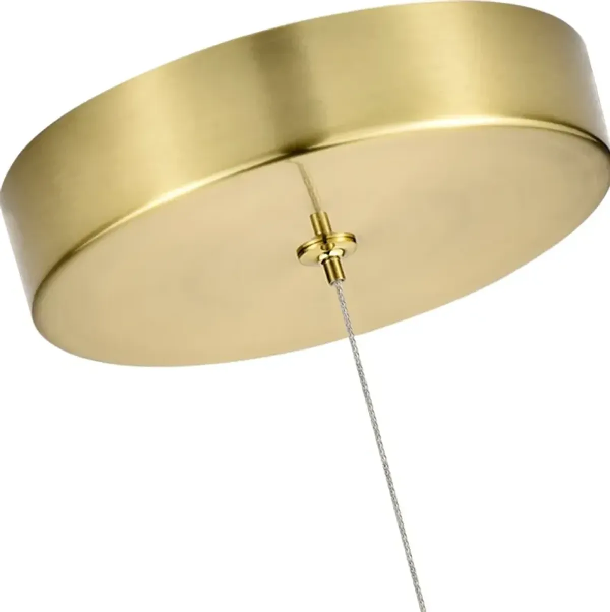 VONN Lighting Integrated LED Height Adjustable Pendant Light in Antique Brass with Glass Shade