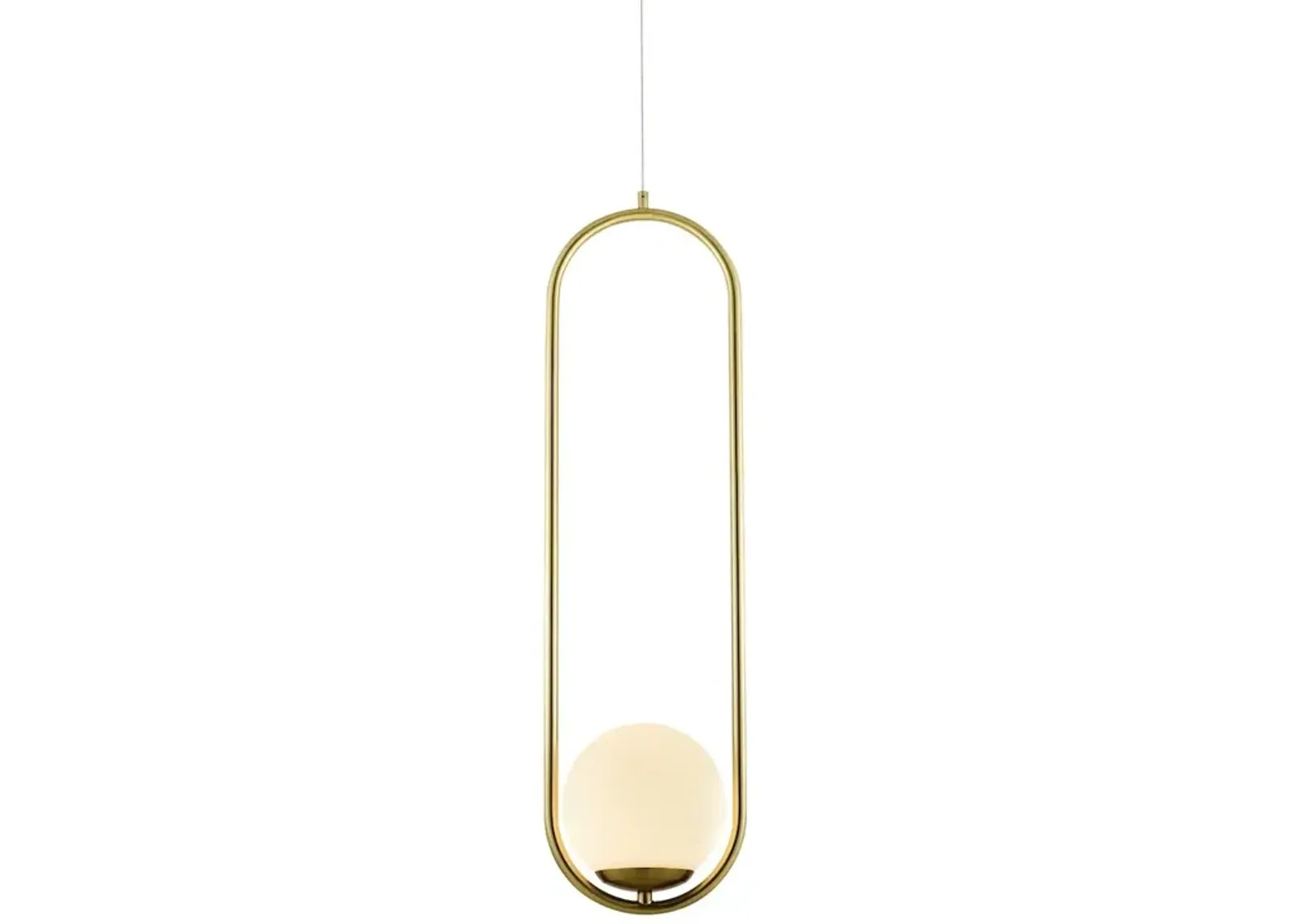 VONN Lighting Integrated LED Height Adjustable Pendant Light in Antique Brass with Glass Shade