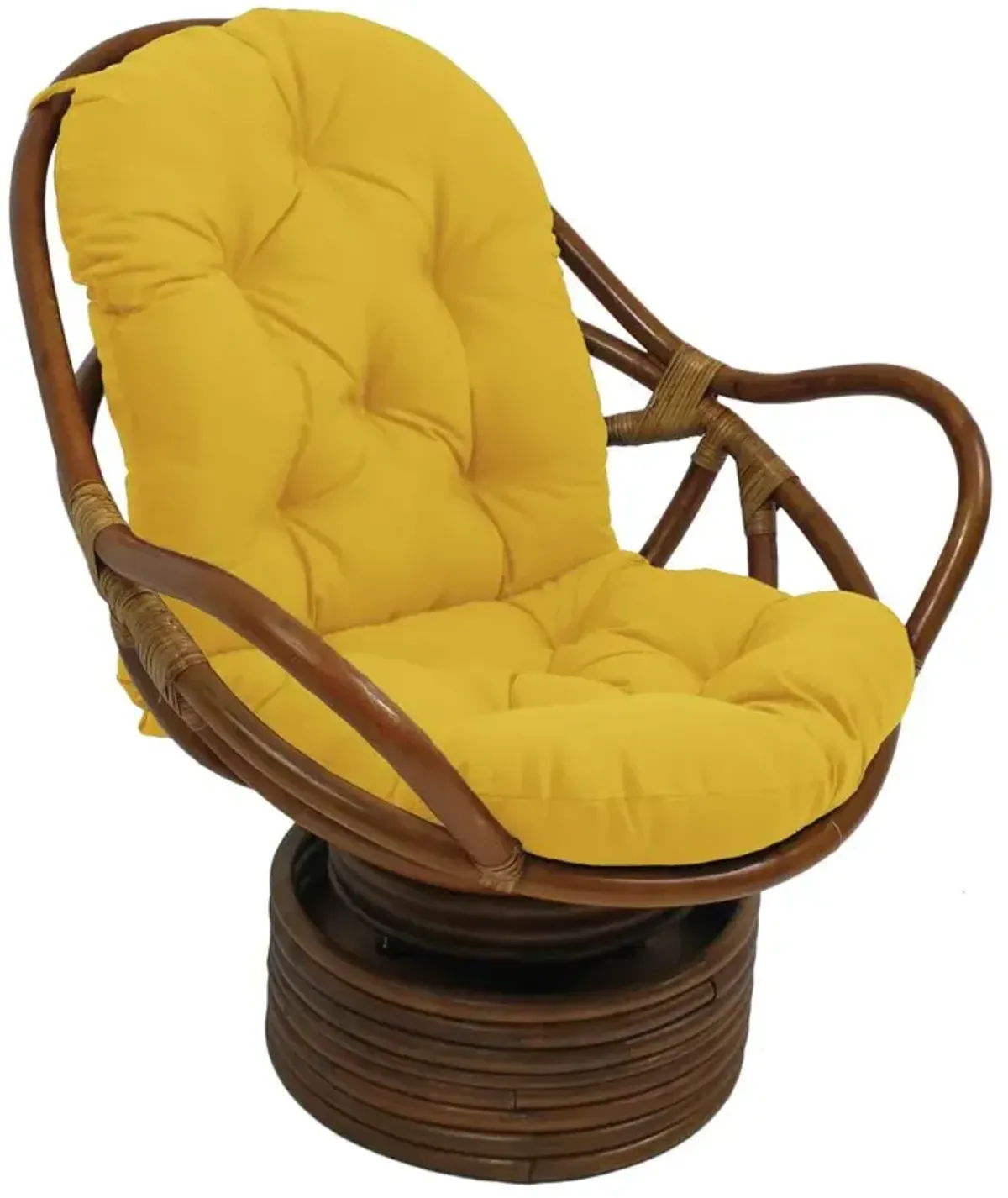 Rattan Swivel Rocker with Outdoor Fabric Cushion, Lemon