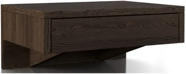 Handcrafted Solid Hardwood Floating Nightstand with Drawer - Walnut Finish Contemporary Bedside Table